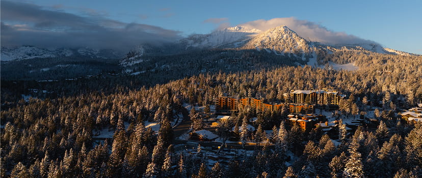 aerial view of mammoth lakes