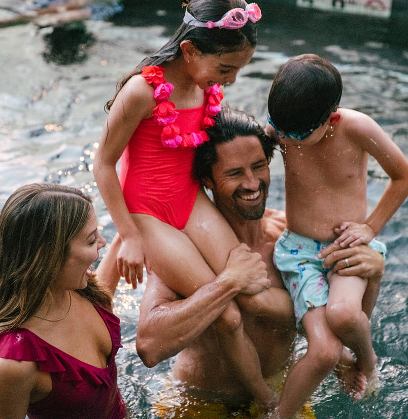 family in hot tub together