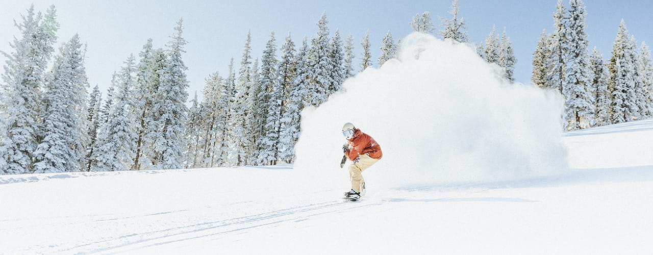 snowboarder skiing powder