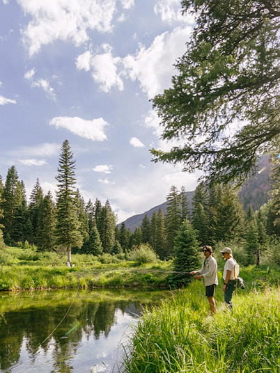 two people fly fishing
