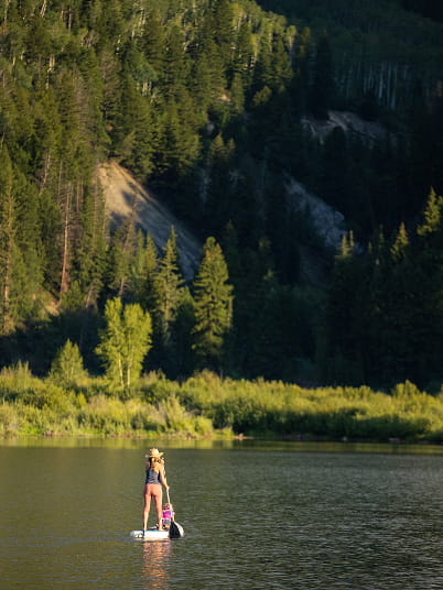 lady paddleboarding
