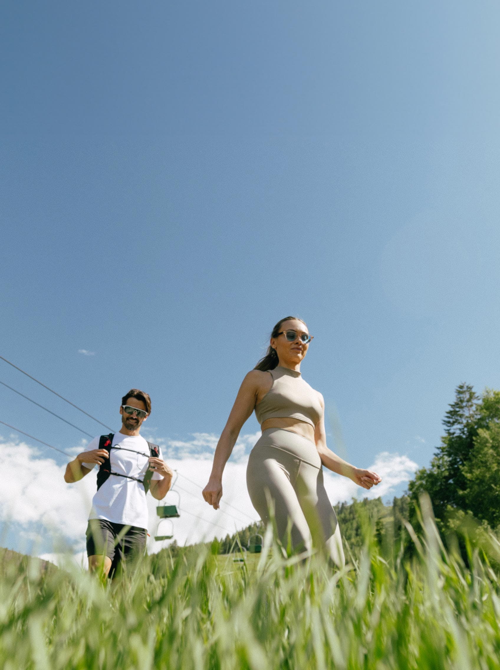 couple hiking in mountains