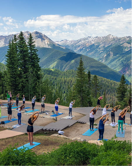 people doing aspen mountaintop yoga