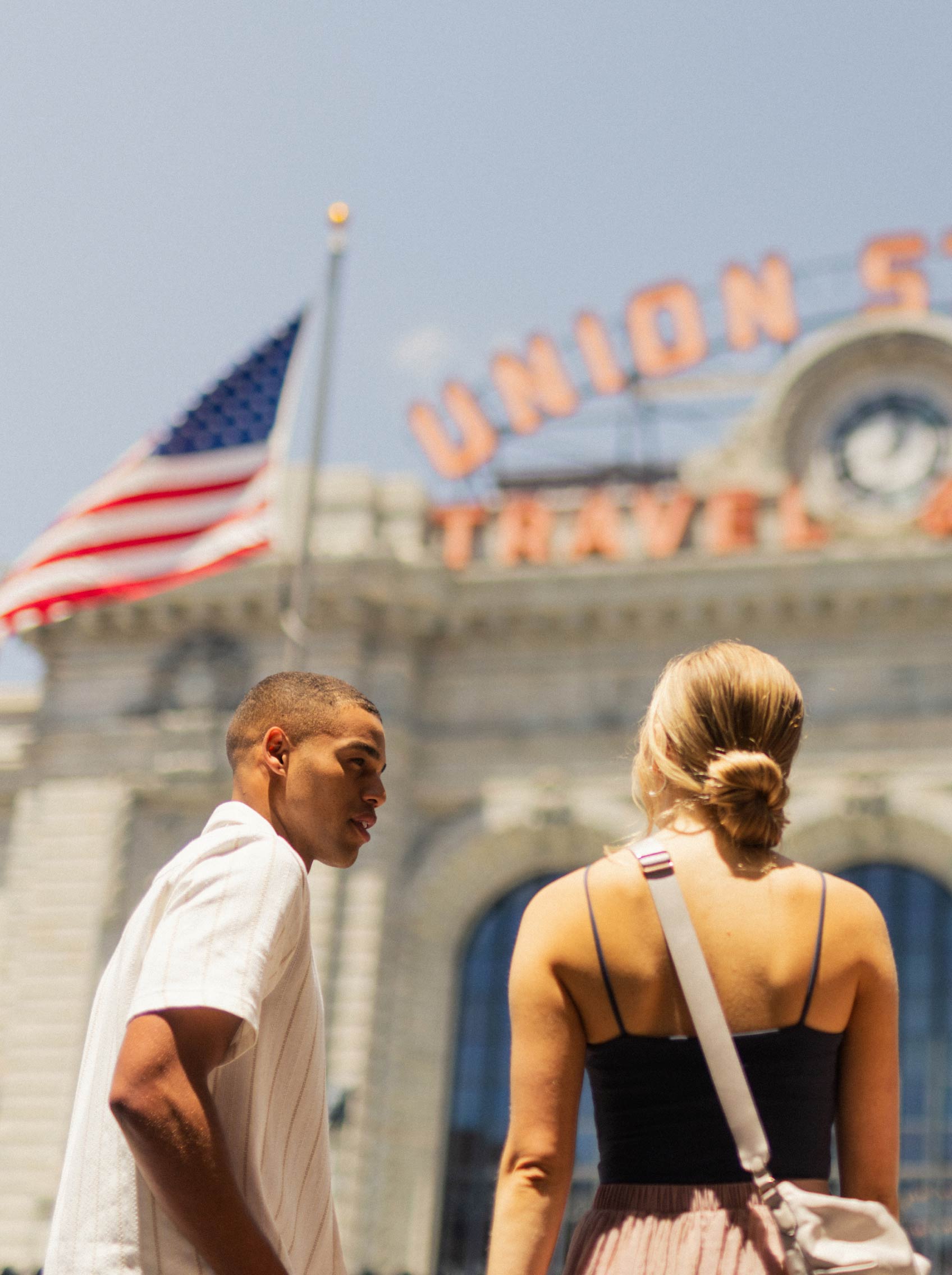 two people outside of union station