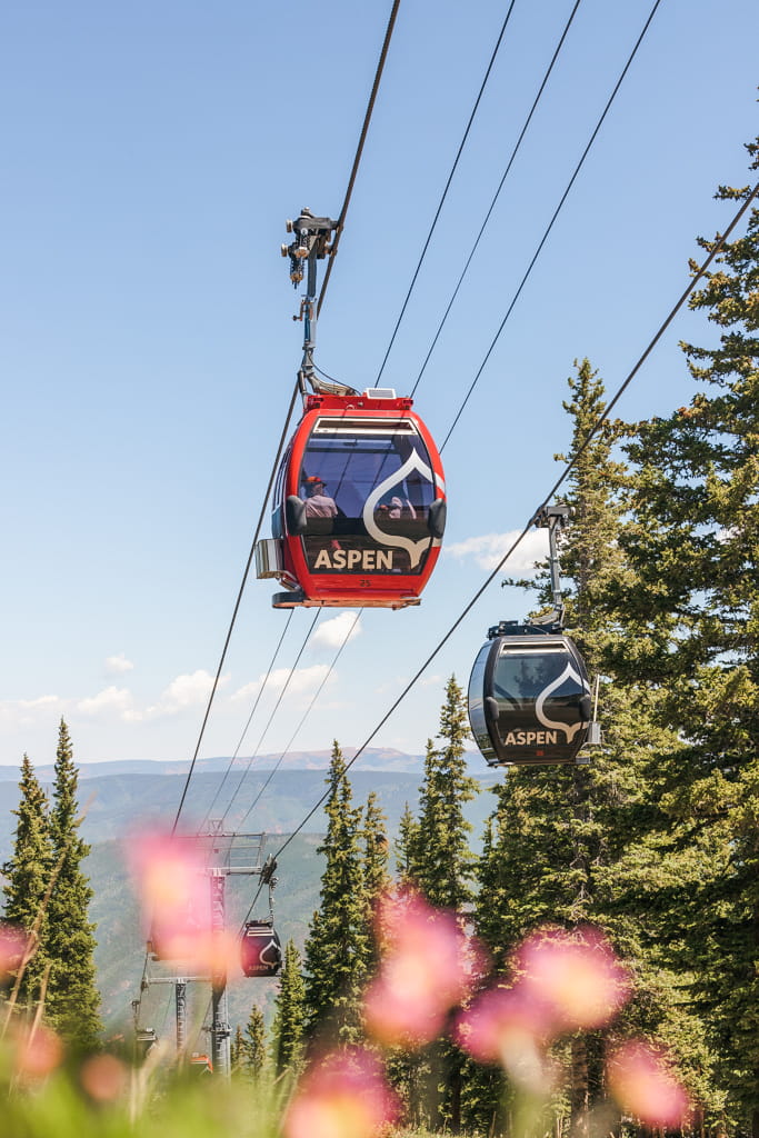 Red Aspen Mountain gondola in summer