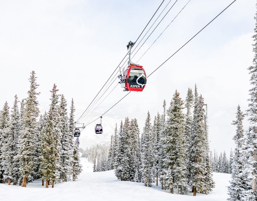 Aspen gondola in winter