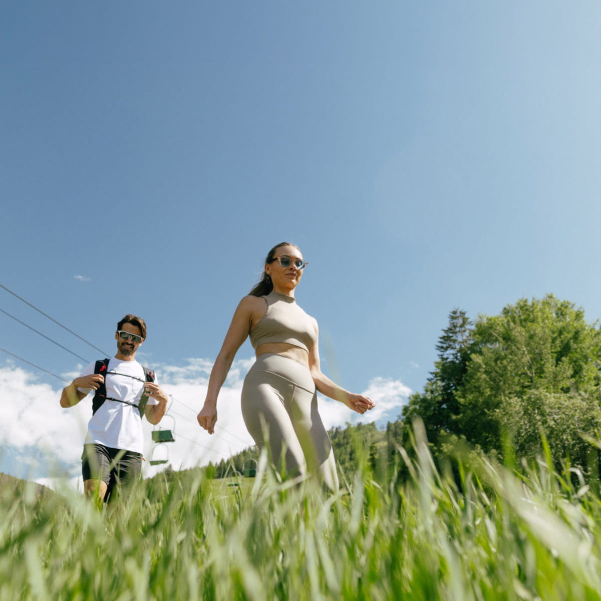 couple on hike in aspen mountains