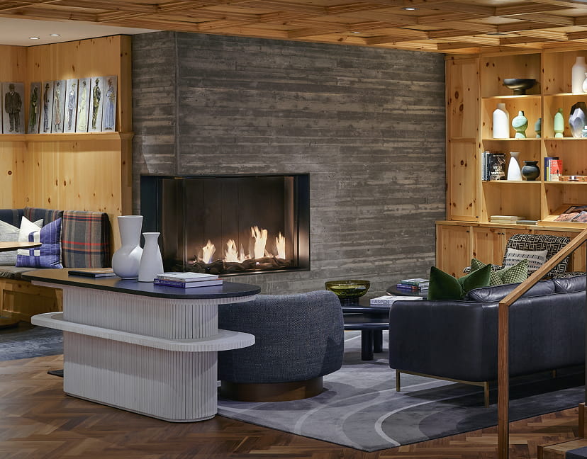 lobby fireplace at limelight