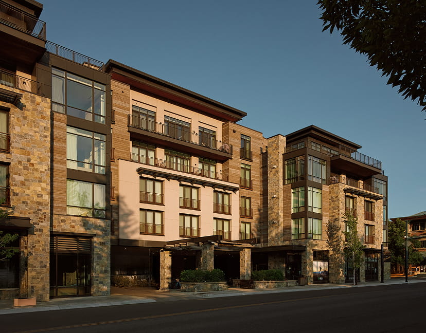 exterior of limelight ketchum hotel