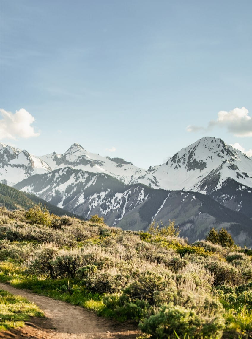 Mountain peaks over Snowmass in the Bike Park