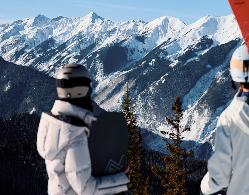 skier looking at mountain 