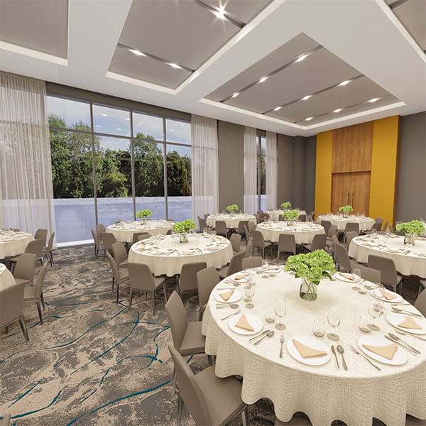 meadows ballroom set up as banquet