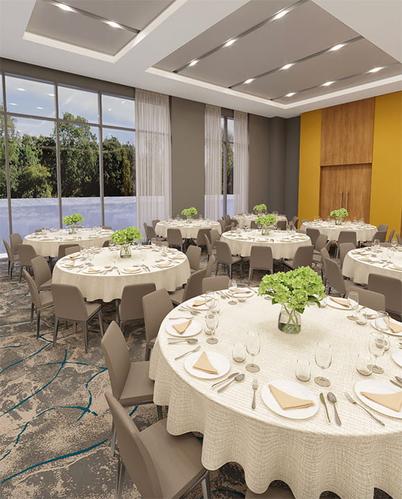 meadows ballroom set up as banquet