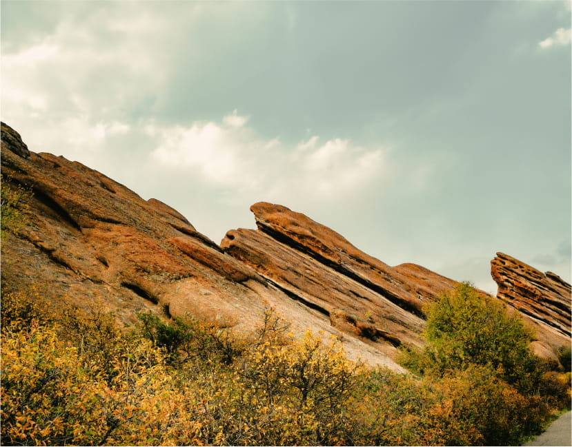 View of mountains in fall on a cloudy day in Colorado