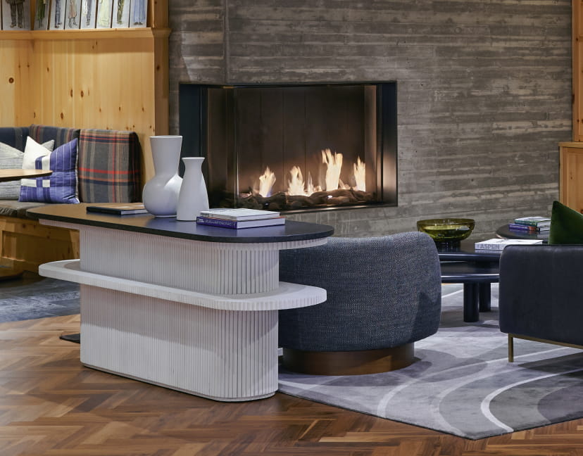 fireplace and lobby at limelight denver