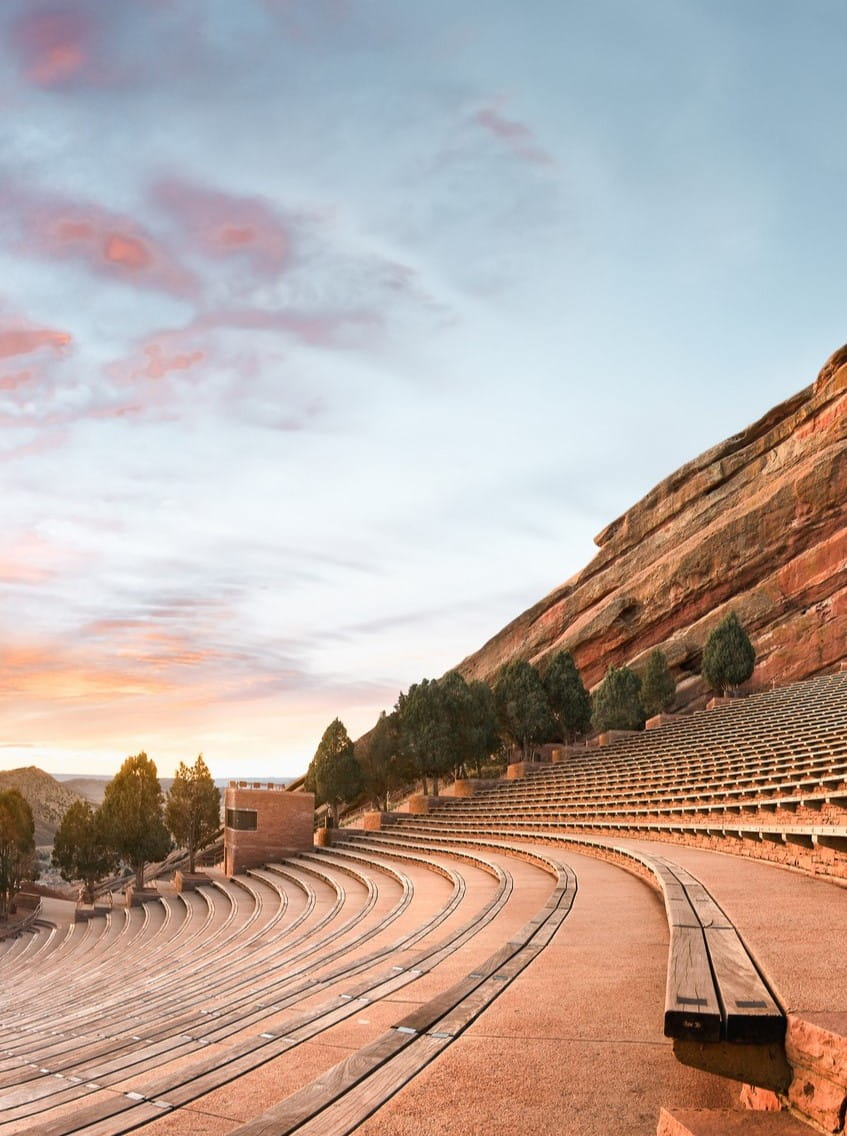 Sunset over the Red Rocks Amphitheatre in Colorado