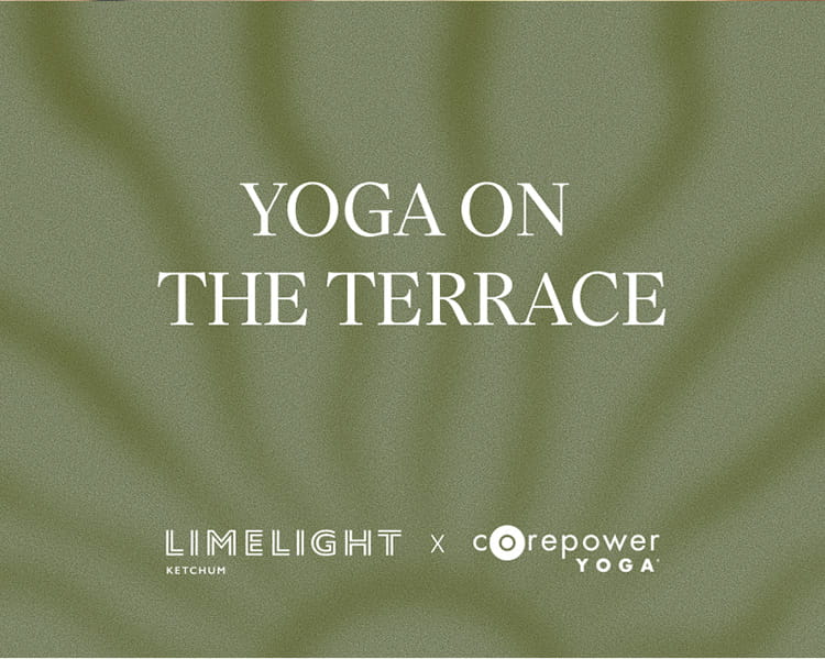 graphic that says "yoga on the terrace"
