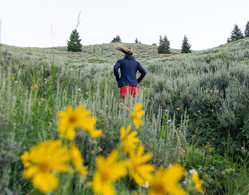 woman trail running