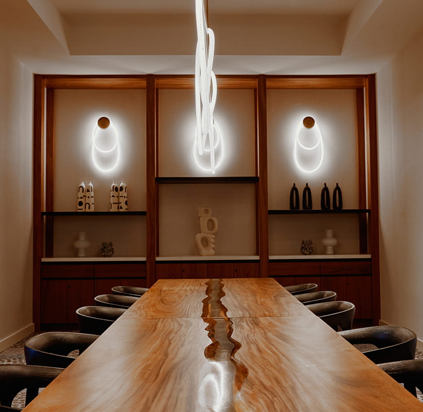 boardroom with unique lighting