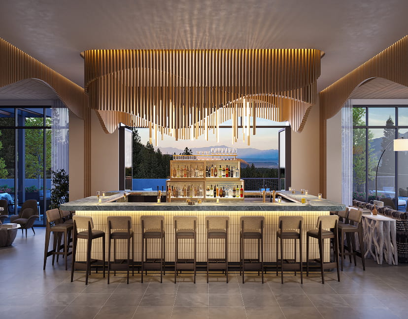 bar at limelight mammoth overlooking mountains