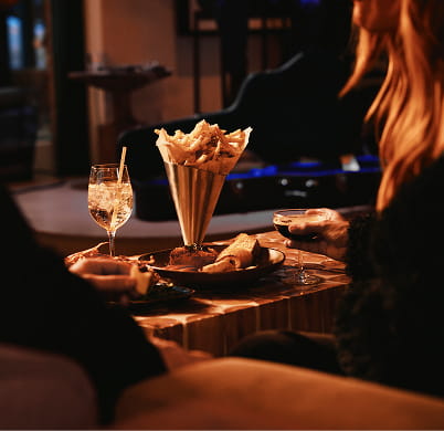 people eating in lounge