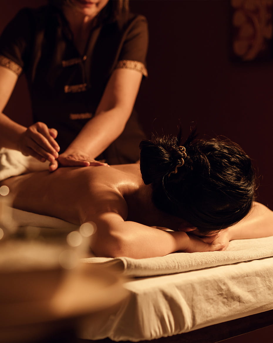 Woman getting a massage in room