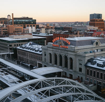 aerial view of denver union station