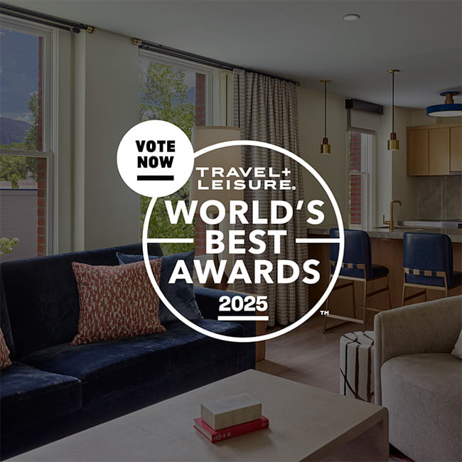 T+L World's Best Awards logo overlayed on Aspen suite image