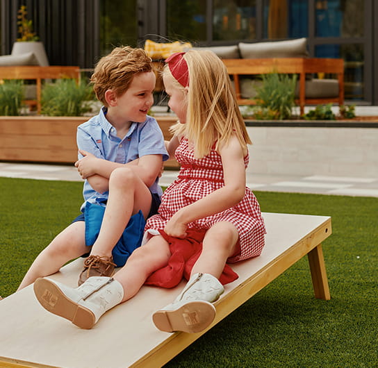 two kids at the terrace