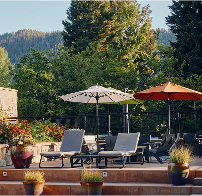 outdoor patio overlooking mountains