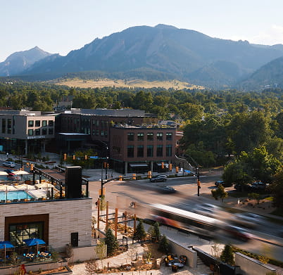 view from hotel overlooking flatirons
