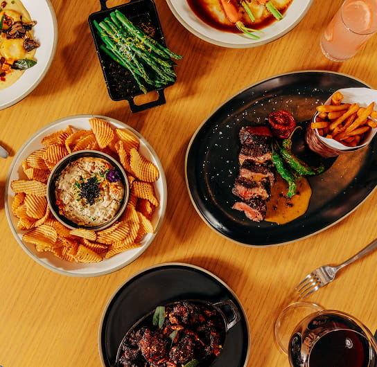 food on table in ajax tavern