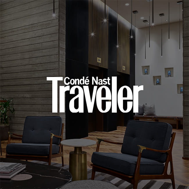 Conde Nast logo overlayed on Limelight Denver lobby image