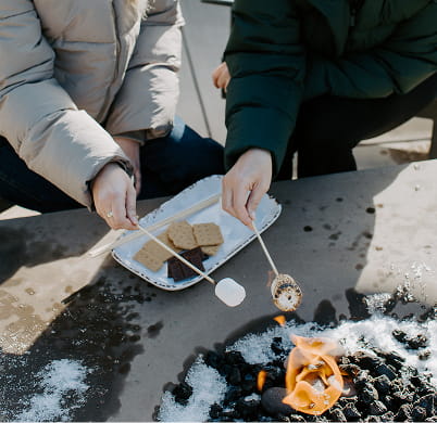 people roasting marshmellows