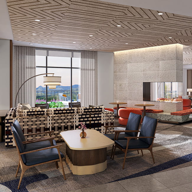 the lounge seating area