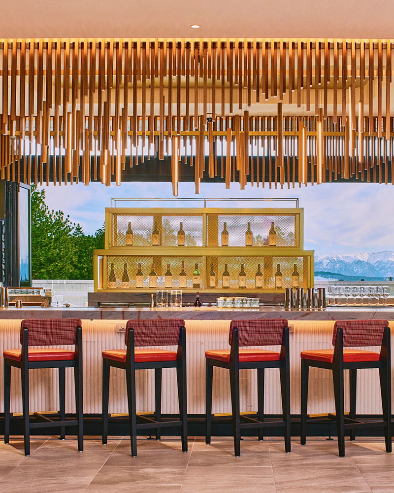 bar at limelight mammoth overlooking mountains