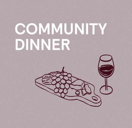 graphic that says "community dinner"