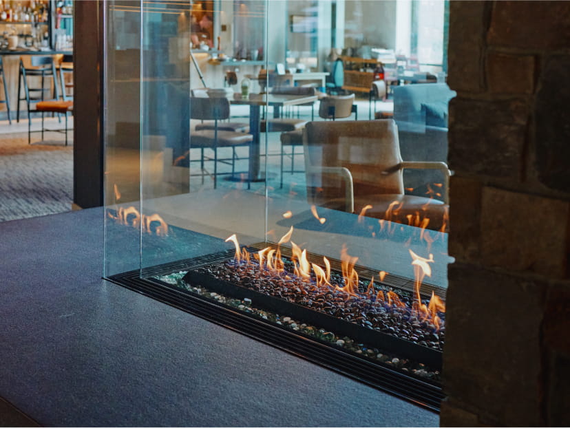 fireplace in lobby