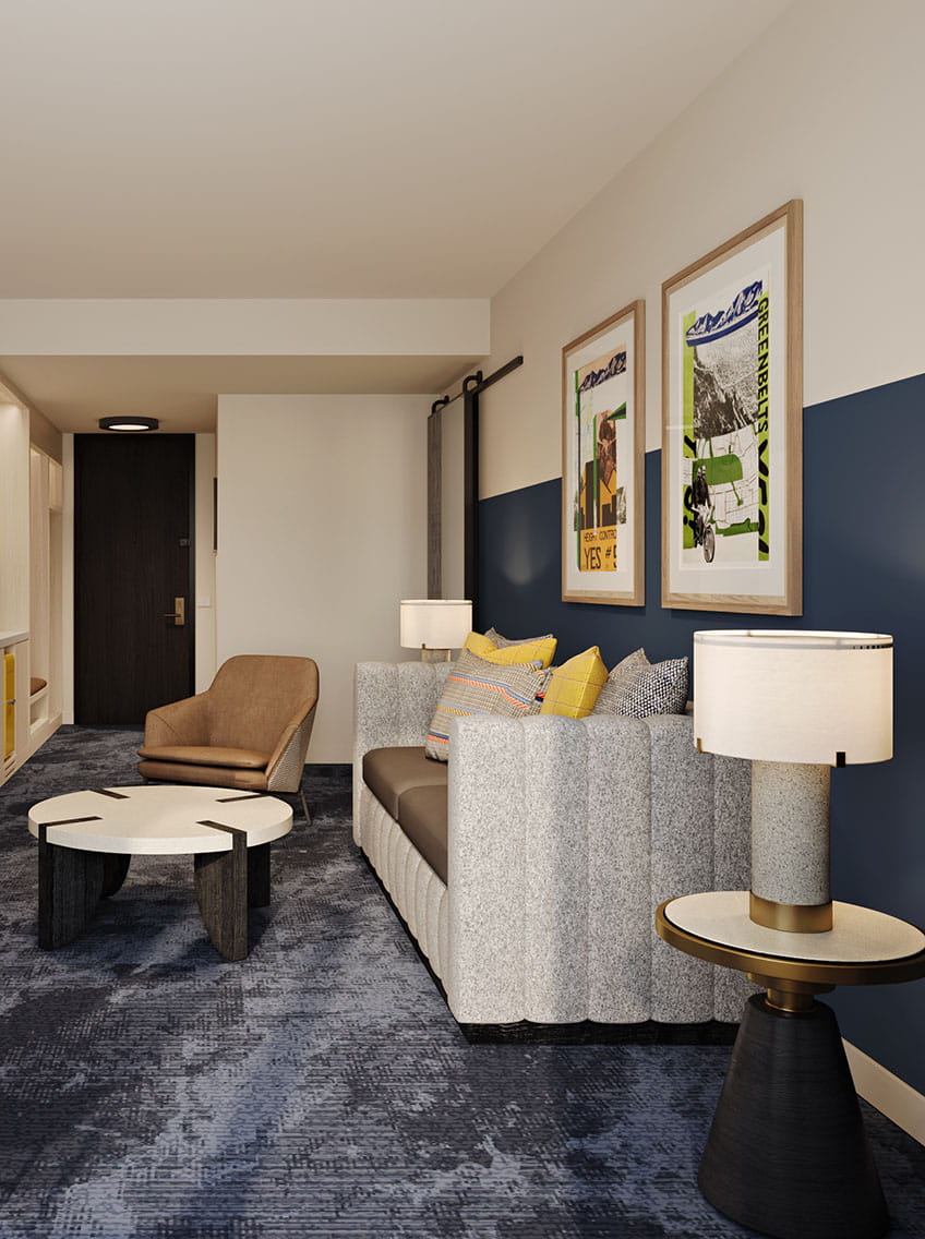 Living room area of suite