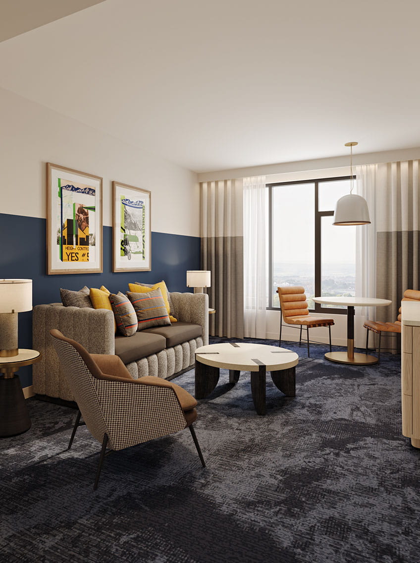 Living room area of suite