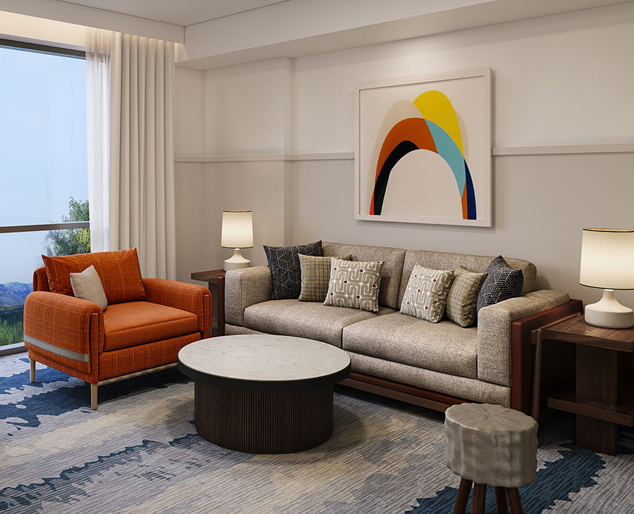 living room area in suite