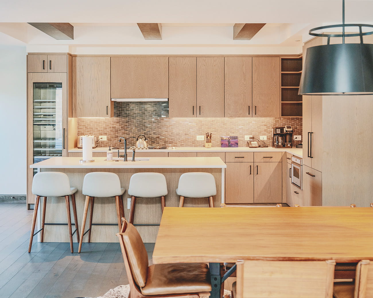 kitchen and dining table in residence