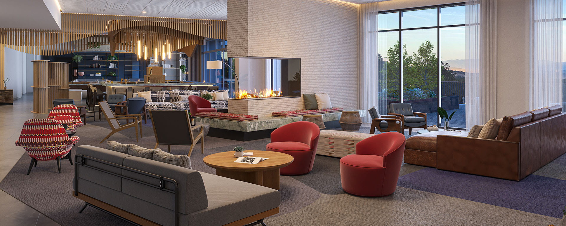 the lounge seating area