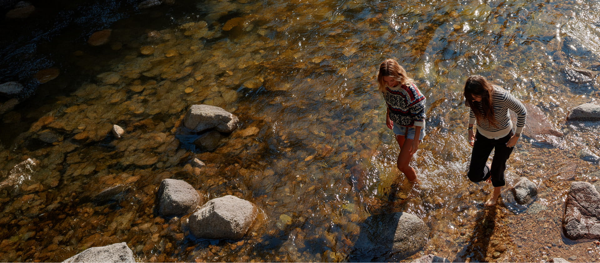 two people in alpine river