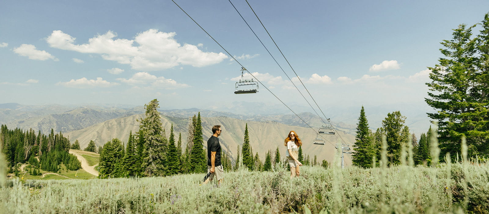 couple hiking in mountains