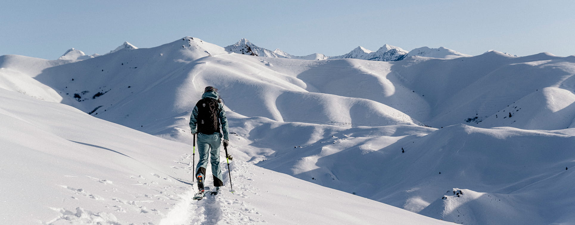 person backcountry skiing