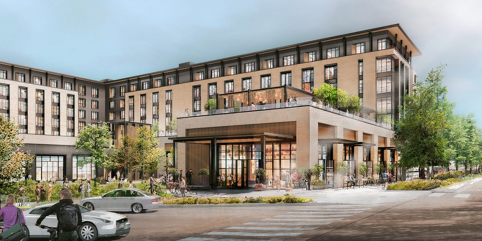 front exterior rendering of limelight boulder hotel