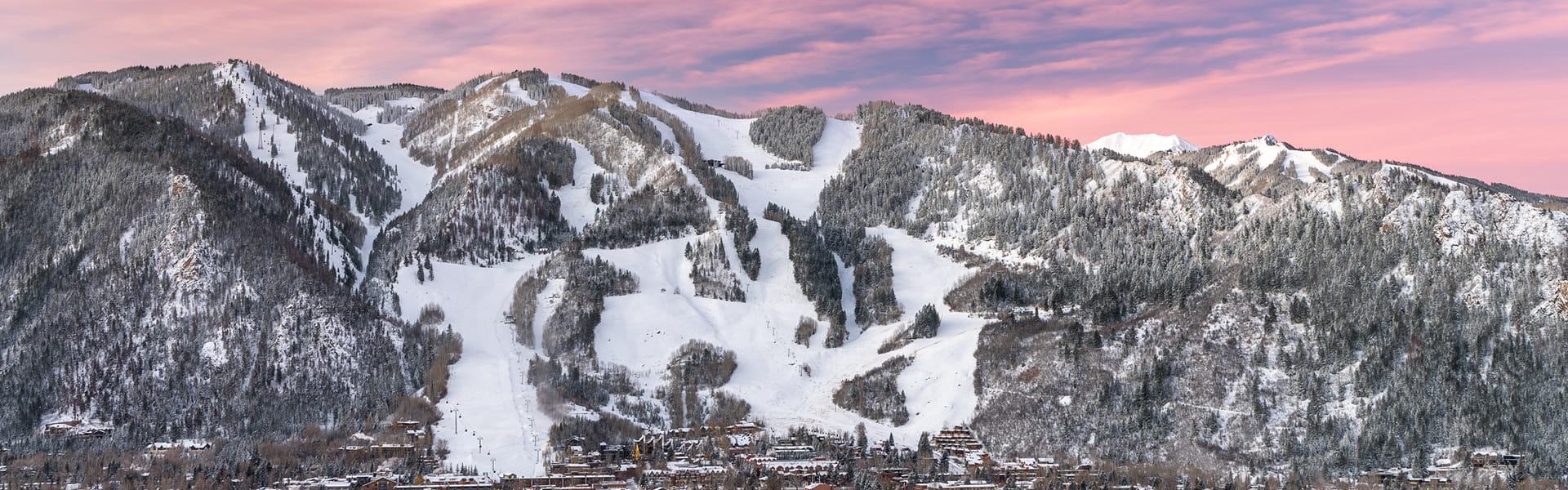 aerial view of mountains in winter