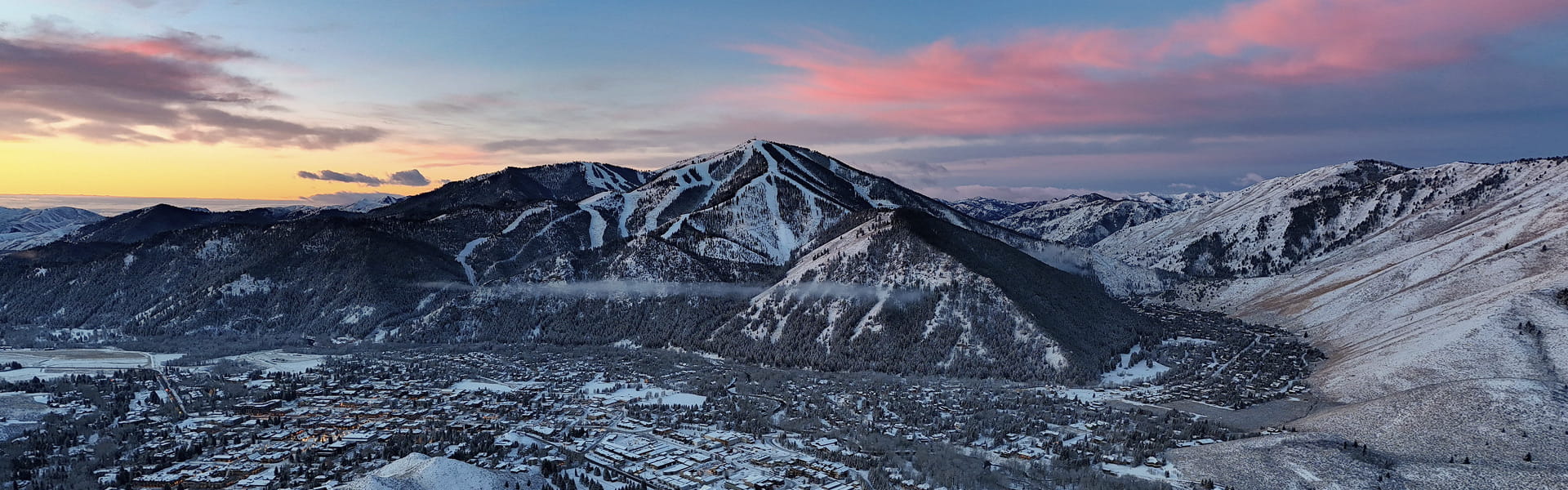 sun valley area mountains at night in winter