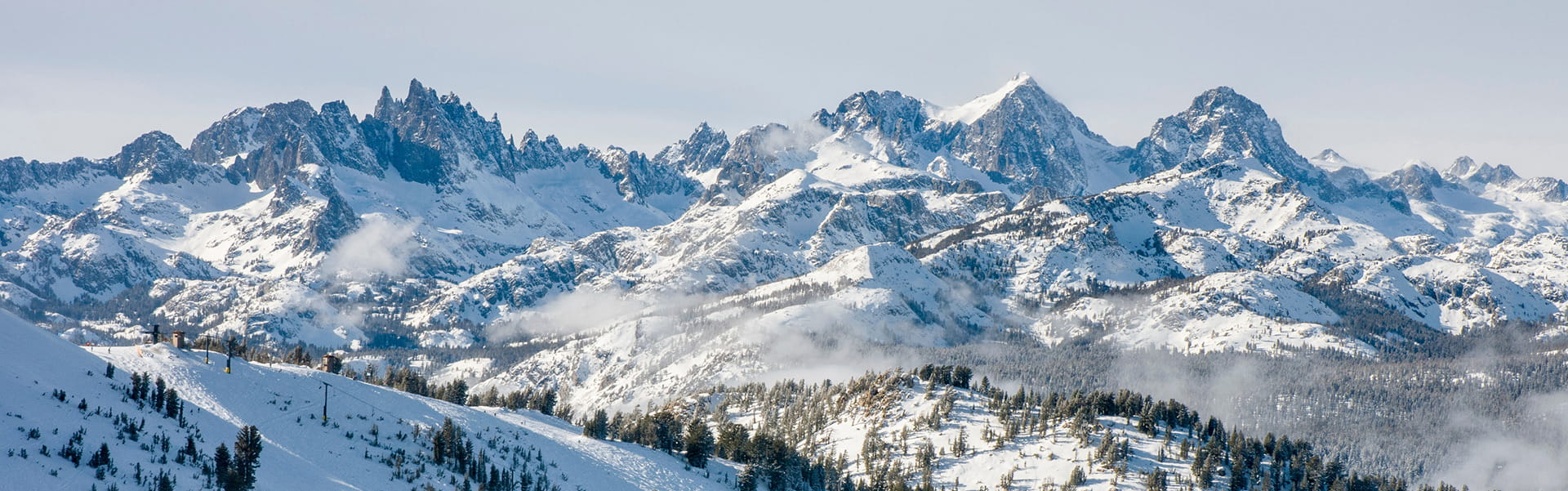 sierra nevada mountain range in the winter